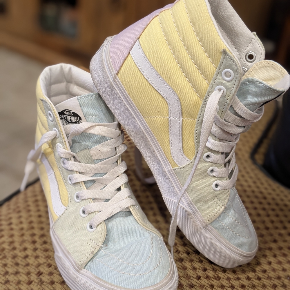 Vans Yellow and Blue High-Top Sneakers